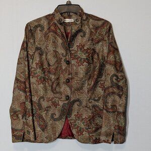 COLDWATER CREEK Rust/Brown/Tan Paisley Tweed Button Casual Jacket; Size 6/8